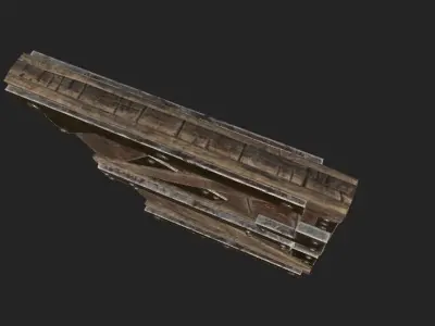 Wooden Door Low-poly 3D model 17
