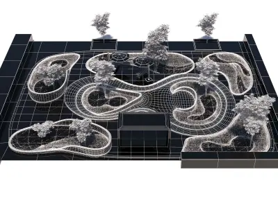 Island Beds Garden Park 3D Low-poly 3D model