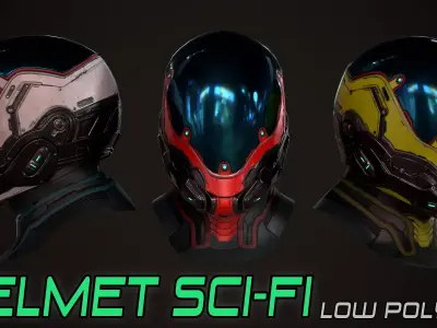Futuristic sci fi helmet Low-poly 3D model