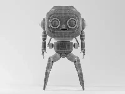 Retro Quadruped Robot  Stylized Hard-Surface Character Low-poly 3D model