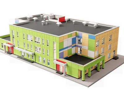 Kindergarten school building 3D model
