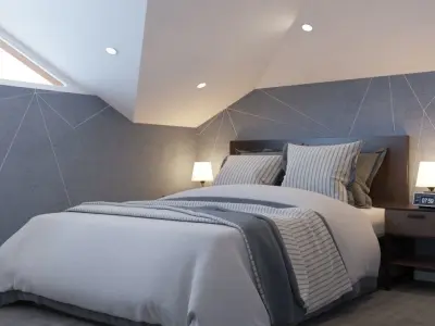 Attic interior scene 3D model