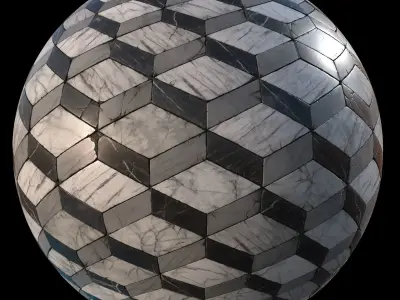 Aged ornamental marble tiles PBR material Texture