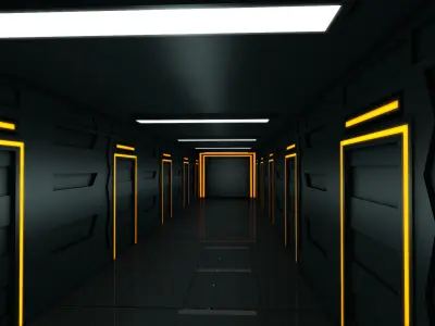 Sci fi corridor 3D model 22