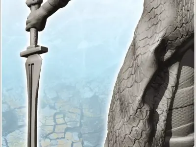 Horned woman with running sheepskin 3 - Medieval Fantasy Magic F 3D print model