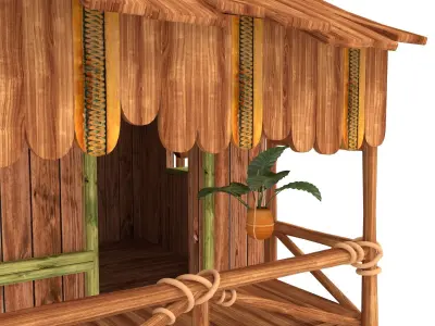 Wooden Tropical House 3D model