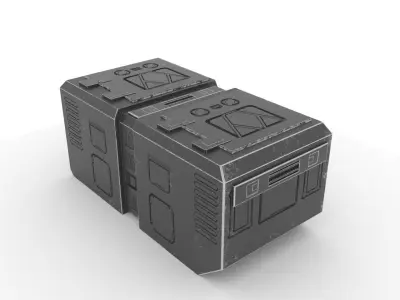 Sci Fi crate for army staff Low-poly 3D model