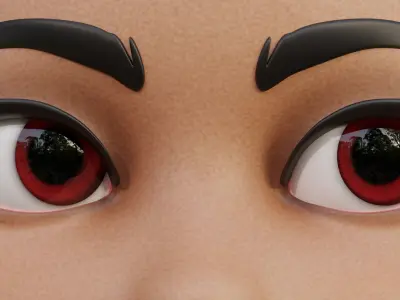Red Disney-Style Cartoon Eyes Low-poly 3D model