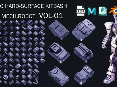 150 HARD-SURFACE KITBASH VOL-01 3D model