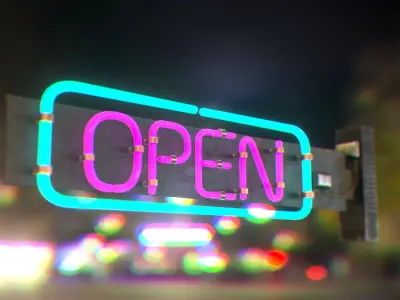 Neon open sign Low-poly 3D model