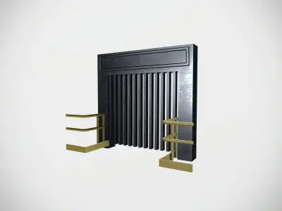 Factory Lift door with side railing Low-poly 3D model