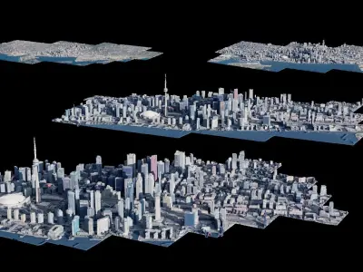 Realistic Toronto Scan - Multiple Qualities Low-poly 3D model