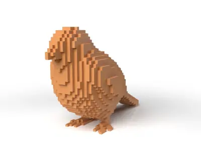 Sparrow Minecraft Voxel Low-poly 3D model
