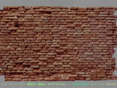 old weathered brick wall photoscan Low-poly 3D model