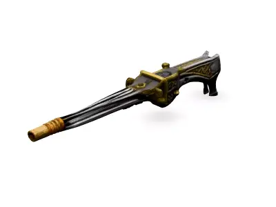 Ornate Steampunk MultiBarreled Rifle Low-poly 3D model