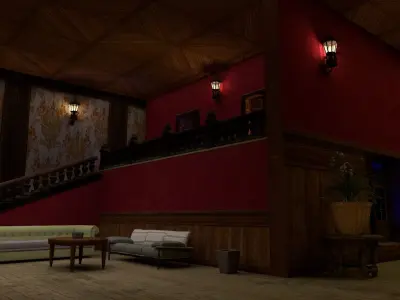 Farm House interior exterior 3d model  Low-poly 3D model