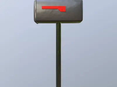 Realistic Metal Mailbox on Post Low Poly Low-poly 3D model