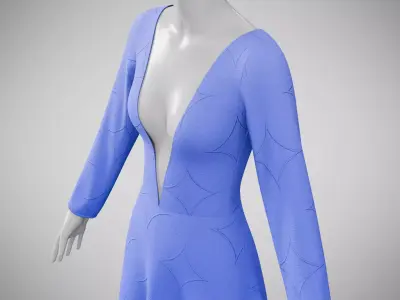 Dress 35 Very Light Blue With Design Low-poly 3D model