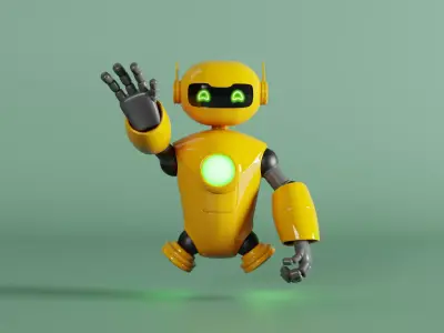 Stylized Yellow Robot - Rigged PBR Character 3D model