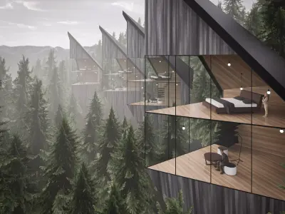 Modern Tree House Low-poly 3D model