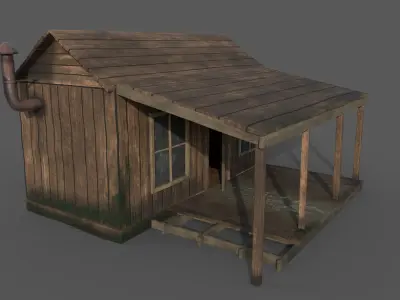 Old Shack Low-poly 3D model