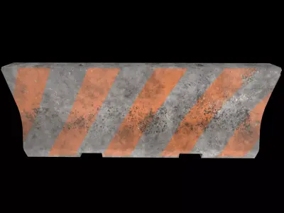 Concrete road barricade Low-poly 3D model