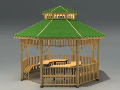 Outdoor Garden Gazebo Model Low-poly 3D model