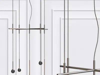 ALGORITHM modern chandelier with three metal rods hanging fro... 3D model