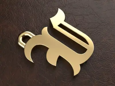 Gothic Letter U Pendant 3D print model