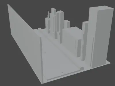 City road model free cartoon 3D model