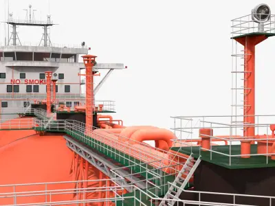  LNG Carrier Ship with Four Orange Dome Tanks Red 