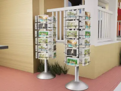 Postcard stand Low-poly 3D model