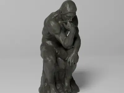 The Thinker Sculpture VR AR Mobile-ready Game-ready Low-poly 3D model