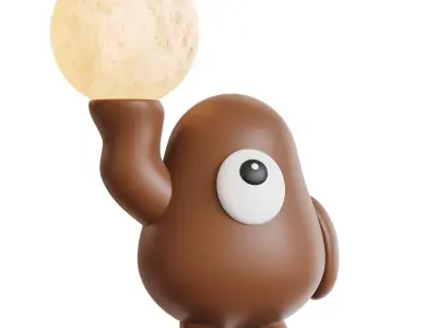 Big-eyed Monster Night Light Low-poly 3D model