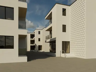 Residential Building Exterior Scene 3D model 3D model purchase