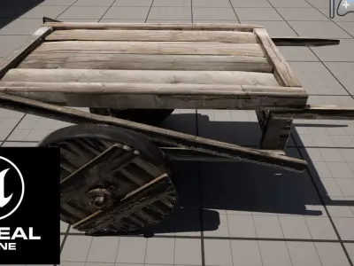 Medieval Wooden Cart Low-poly 3D model get