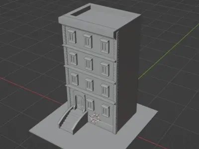 Cartoon Building Low-poly 3D model