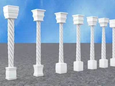 Pillar with Box and Cylinder using Taper and Twist Modifier 3D model