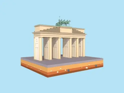 Cartoon Lowpoly Berlin Brandenburg Gate Landmark Low-poly 3D model