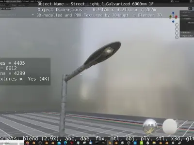 Street Light 1 Galvanized 6000mm 1F Low-poly 3D model