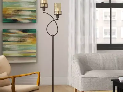 Archbald Headed Metal Floor Lamp 3D model