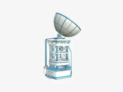 SciFi Antenna Tower A01 White Blue - Sci Fi Exterior Design Low-poly 3D model