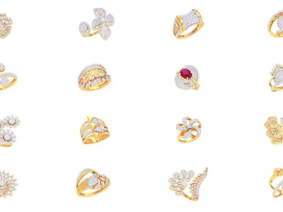 80 Women Ring 3dm STL OBJ FBX Details Collection  3D Model Pack