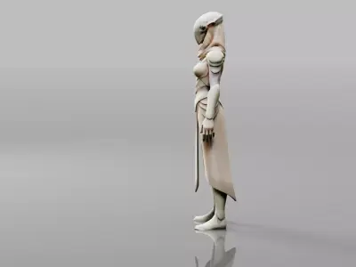 Alien Archer Character With Bow  Low-poly 3D model