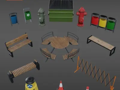 14 Street Assets vol01 3D model