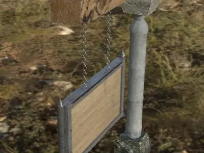 Old Road Sign  - Low Poly Low-poly 3D model