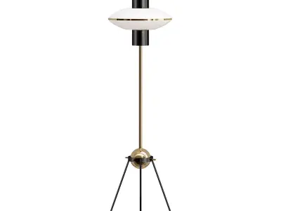 ronaa floor lamp with shade and brass legs 3D model