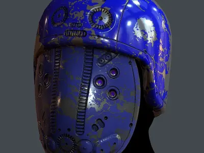 Gas mask helmet 3d model scifi Low-poly Low-poly 3D model Low-poly 3D model