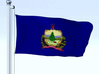 Animated Vermont Flag Low-poly 3D model