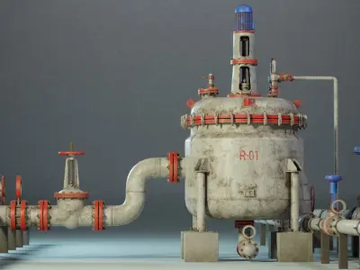 Industrial Agitated Reactor PBR Game Ready Low-poly 3D model